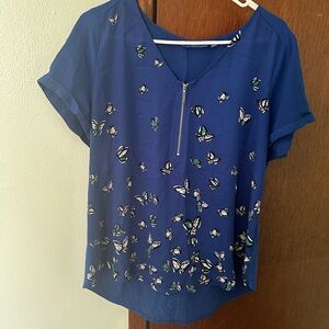 Apt. 9 Royal Blue Butterfly Blouse